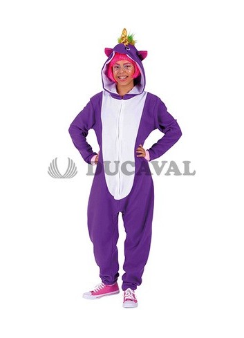 Disfraz pijama animales unicornio lila adulto 