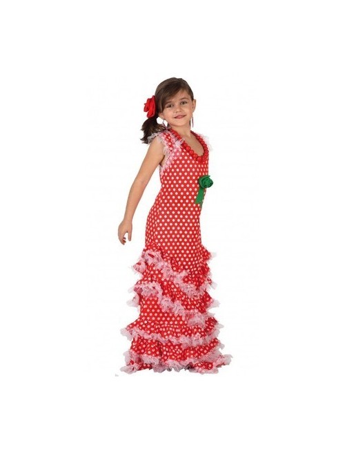 Disfraz sevillana rojo infantil - Disfraces Ducaval