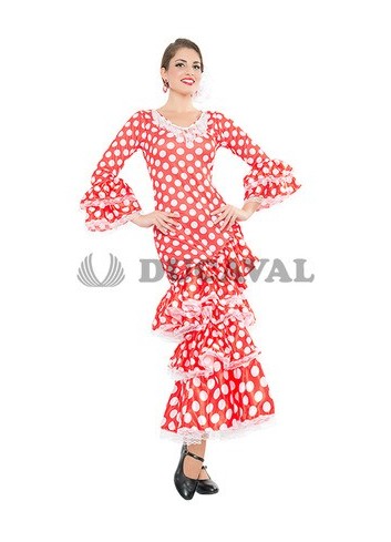Comprar Disfraz de Sevillana Rojo y Blanco - Disfraces de Sevillana para  Mujer
