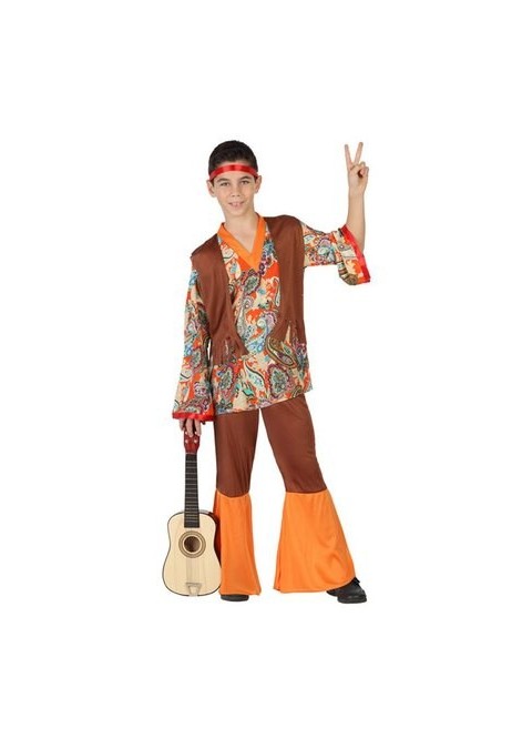 Disfraz de Hippie niño naranja