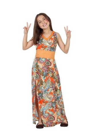 Disfraz de Hippie niña naranja