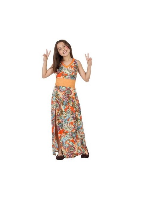 Disfraz de Hippie niña naranja