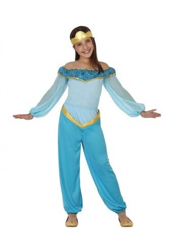 Disfraz de princesa árabe para niñas, disfraz de Halloween, talla L, Azul