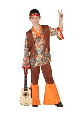 Disfraz de Hippie niño naranja