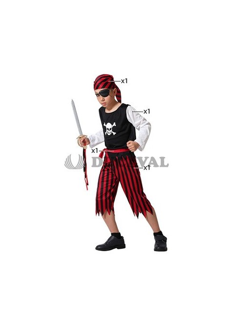 Disfraz de Pirata rojo y negro
