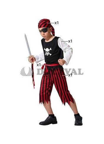 Disfraz de Pirata rojo y negro