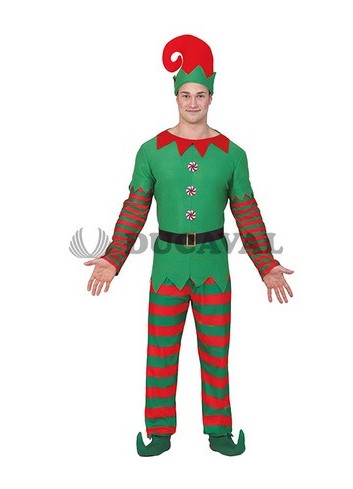 Disfraz de Elfo para adulto con botones de caramelo Navidad