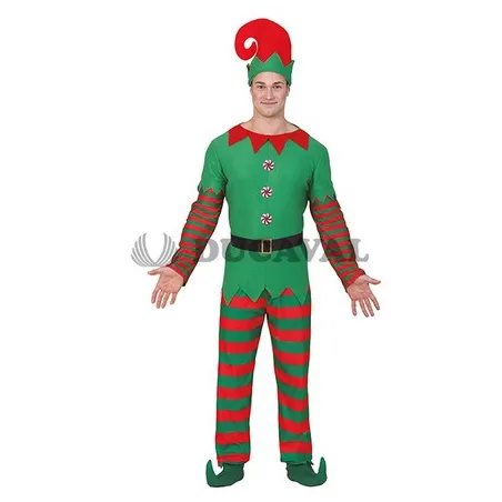 Disfraz de Elfo para adulto con botones de caramelo Navidad