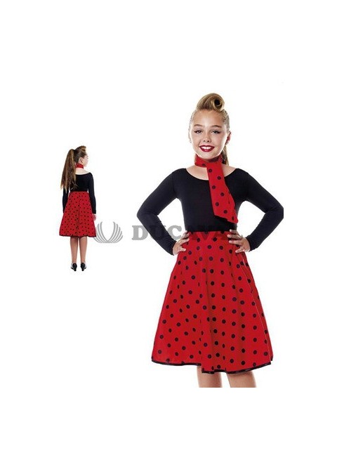 Set falda años 50 infantil rojo - Disfraces Ducaval