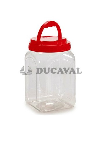Bote plástico tapa roja cuadrada 12X20cm - Disfraces Ducaval