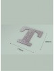 Letra T con purpurina plata 210 x 200 mm