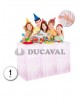 Falda de mesa fleco iriscente rosa 275x74cm