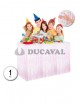 Falda de mesa fleco iriscente rosa 275x74cm