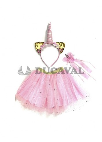 Set tutú, diadema y varita unicornio rosa | Ducaval |