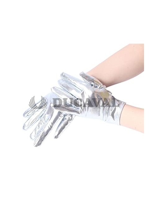 ¡Guantes Plateados para Disfraz!17cm