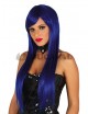 Peluca melena lisa azul