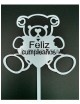 Topper feliz cumpleaños osito azul - Disfraces Ducaval