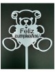 Topper feliz cumpleaños osito azul - Disfraces Ducaval
