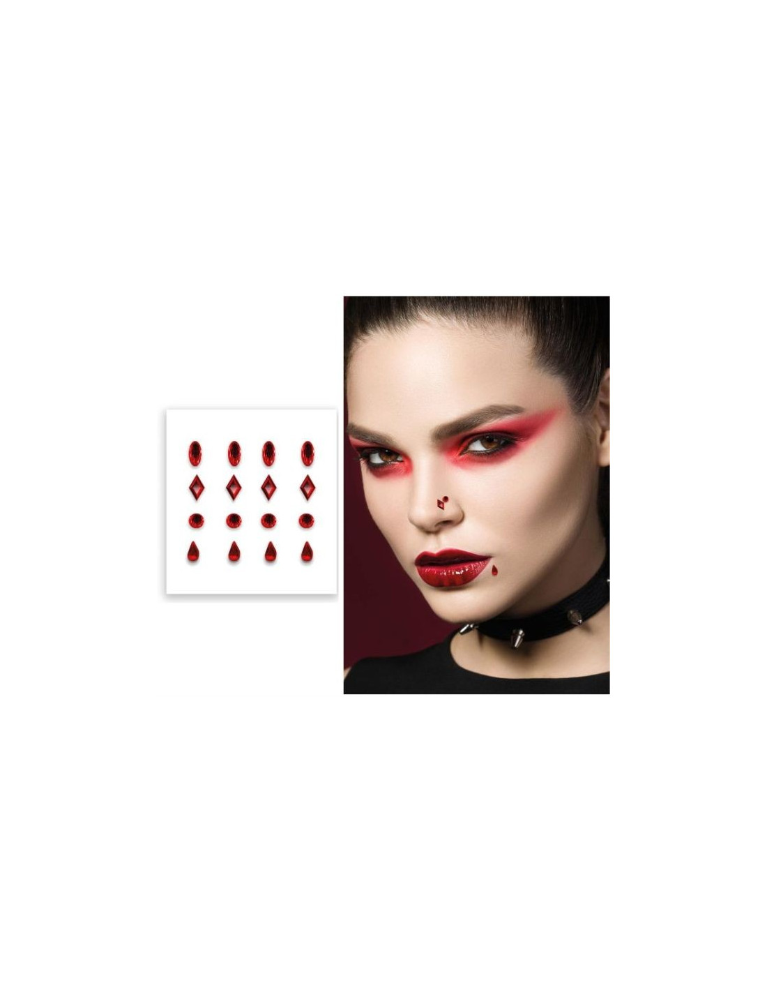 Pircing Sticker Sticker Jewel para la Cara - Efecto Piercing Rojo | Ducaval | Envías 24 ...