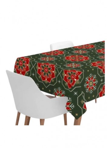 Rollo de mantel navideño verde y rojo con copos | Ducaval | Envías 24/48 horas 