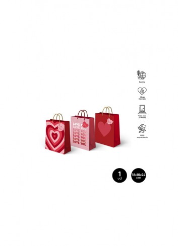 Bolsa San Valentin surt 18x10x24 cm  1 unid. Ducaval envios 24/48 horas