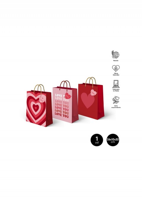 Bolsa San Valentin surt  26x10x32 cm  1 unidad| Ducaval | Envías 24/48 horas 
