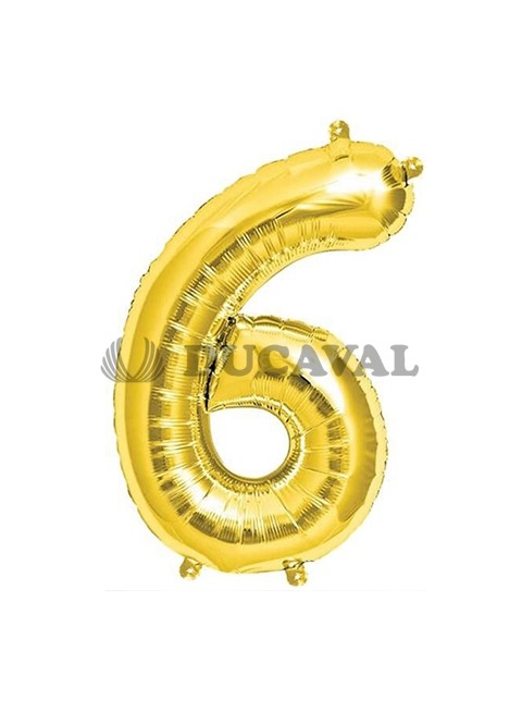 Globo número 6 dorado 45cm