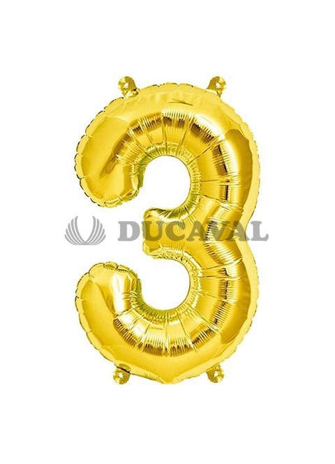 Globo número 3 dorado 45cm