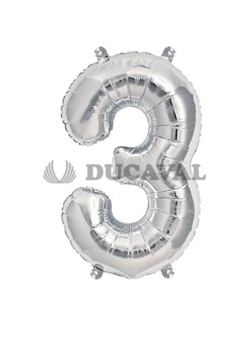 Globo número 3 plata 45cm