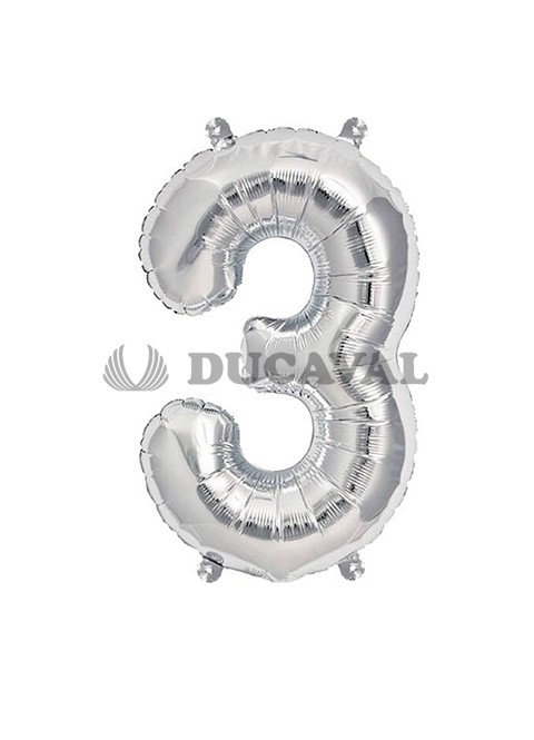 Globo número 3 plata 45cm