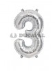 Globo número 3 plata 45cm