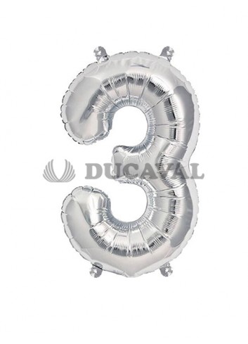 Globo número 3 plata 45cm