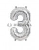 Globo número 3 plata 45cm
