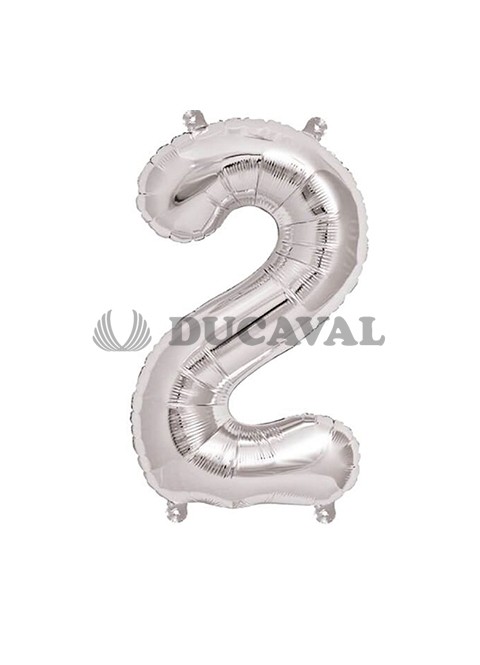 Globo número 2 plata 45cm | DUCAVAL | Envíos 24/48h