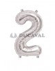 Globo número 2 plata 45cm | DUCAVAL | Envíos 24/48h