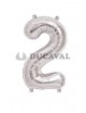Globo número 2 plata 45cm | DUCAVAL | Envíos 24/48h
