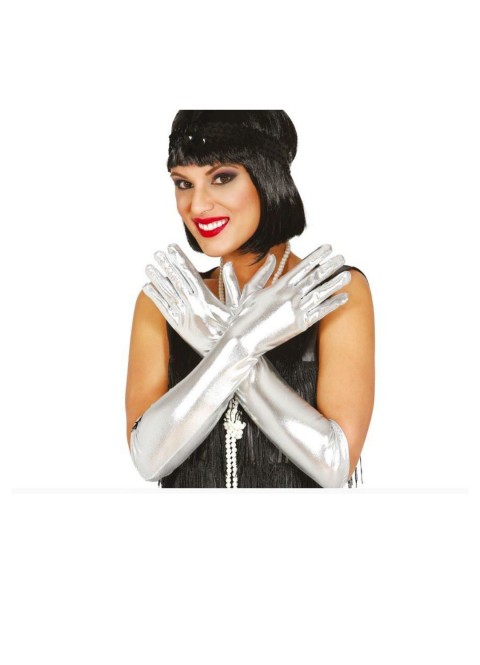  Guantes metalizados plata 44 cm Ducaval | Envías 24/48 horas 