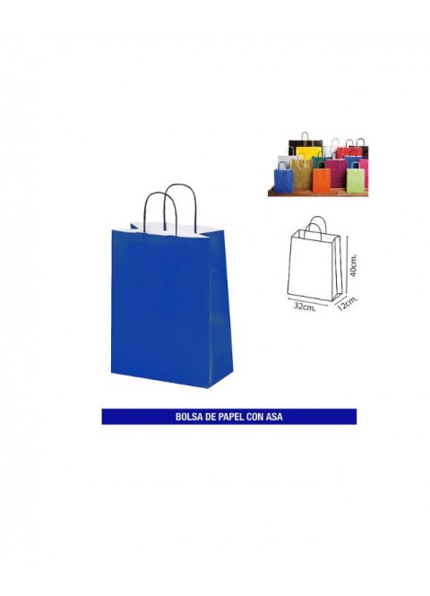 Bolsas papel c/ asa 32x40 azul. Ducaval envios 24/48 horas