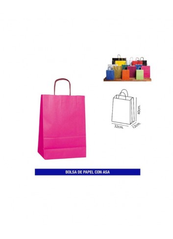 Bolsas papel c/ asa 32x40 magenta. Ducaval envios 24/48 horas