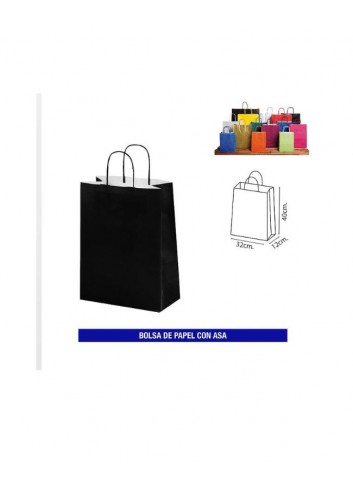 Bolsas papel c/ asa 32x40 negra | Ducaval | Envíos 24/48 h