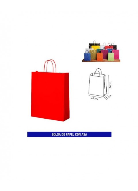 Bolsa papel c/ asa 32x40 rojo. Ducaval envios 24/48 horas