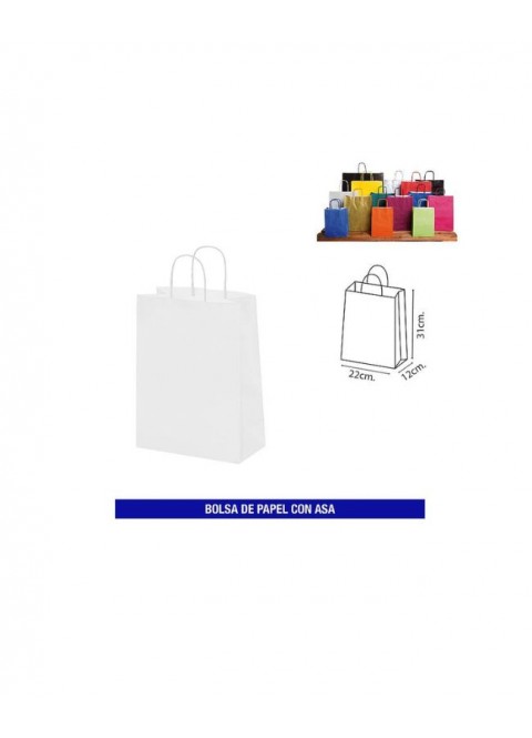 Bolsas papel c/ asa 24x34 blanco | Ducaval | Envíos 24/48 horas