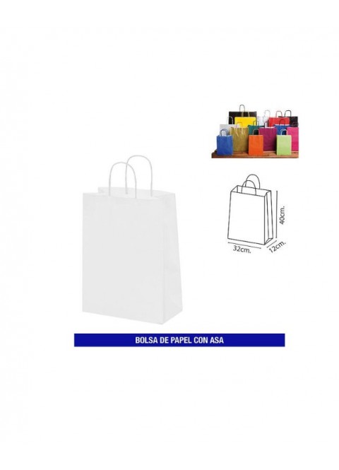 Bolsas papel c/ asa 32x40 blanco | Ducaval | Envíos 24/48 horas