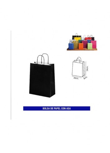 Bolsa papel c/ asa 20x24 negra Ducaval envios 24/48 horas