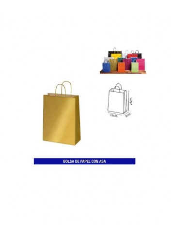 Bolsa papel c/ asa 20x24 Oro. Ducaval envios 24/48 horas