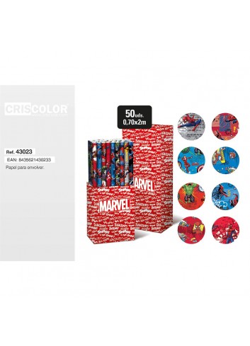 Papel regalo 70cm x 2m Marvel | Ducaval | Envías 24/48 horas 