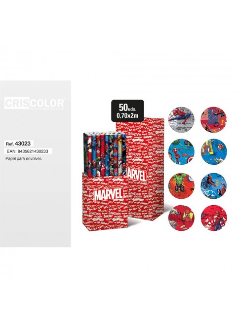 Papel regalo 70cm x 2m Marvel | Ducaval | Envías 24/48 horas 