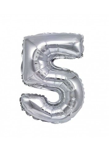 Globo número 5 plata 45cm | Ducaval | Envíos 24/48 horas