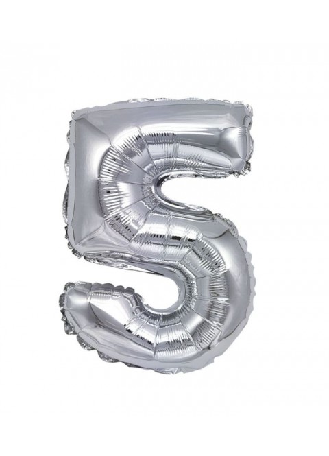Globo número 5 plata 45cm | Ducaval | Envíos 24/48 horas