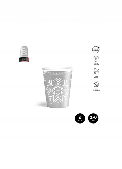 Vaso carton winter plata 270 cc 6 ud | Ducaval | Envías 24/48 horas 